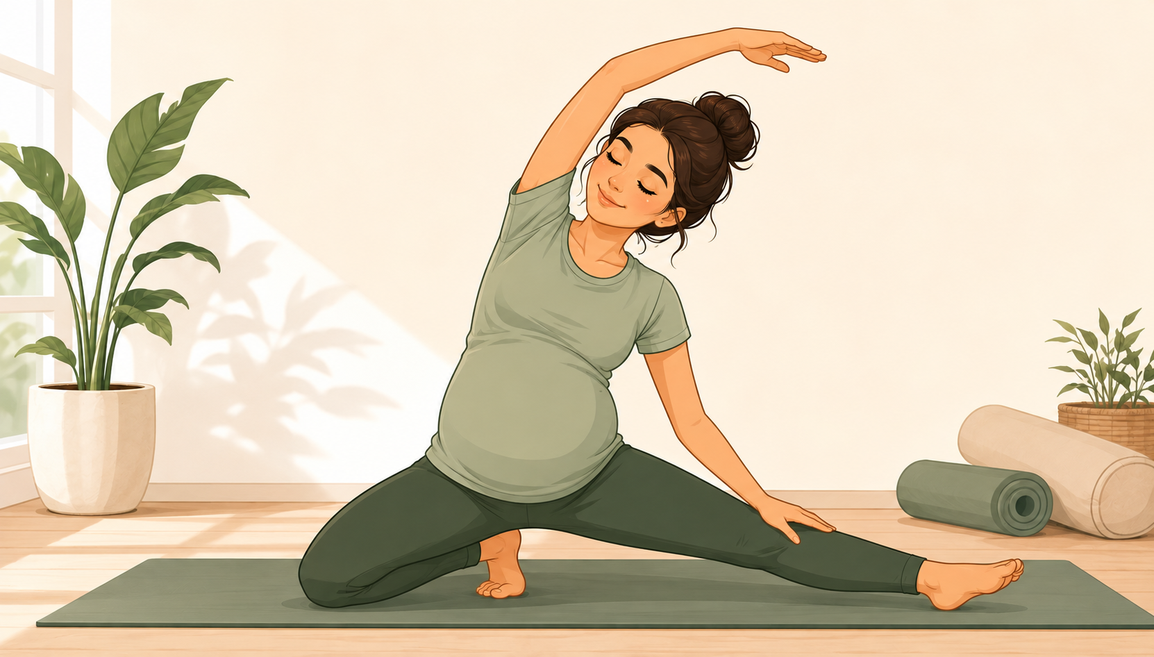 Gentle guided prenatal yoga class at Prakriti Yog Studio