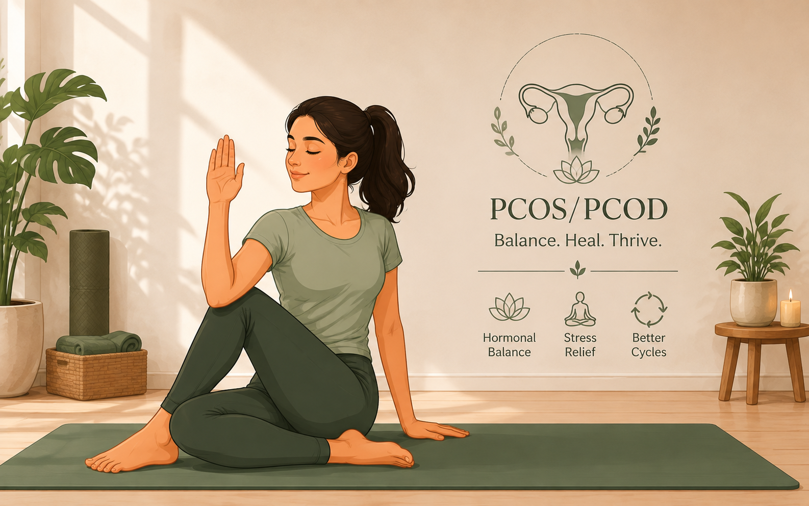Gentle yoga session for hormonal balance at Prakriti Yog