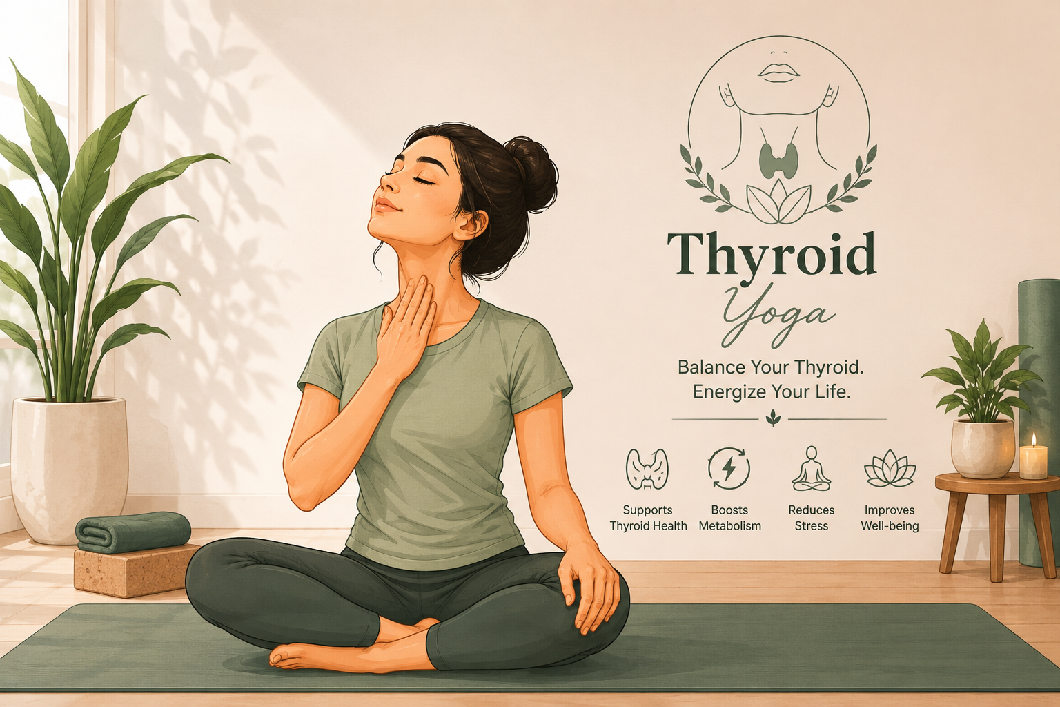 Gentle supportive yoga for thyroid health at Prakriti Yog Studio